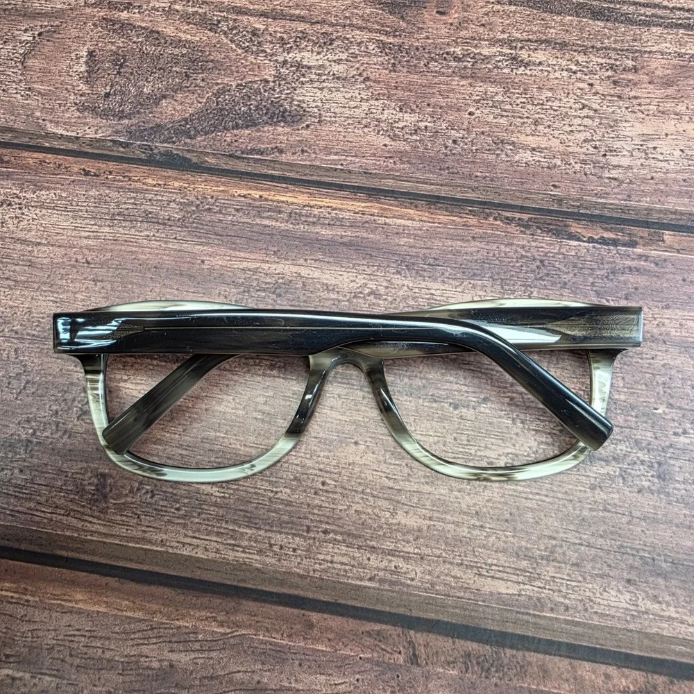 Warby Parker Thatcher 150 Eyeglasses 55-19-140 Striated Grey Olive Cat Eye